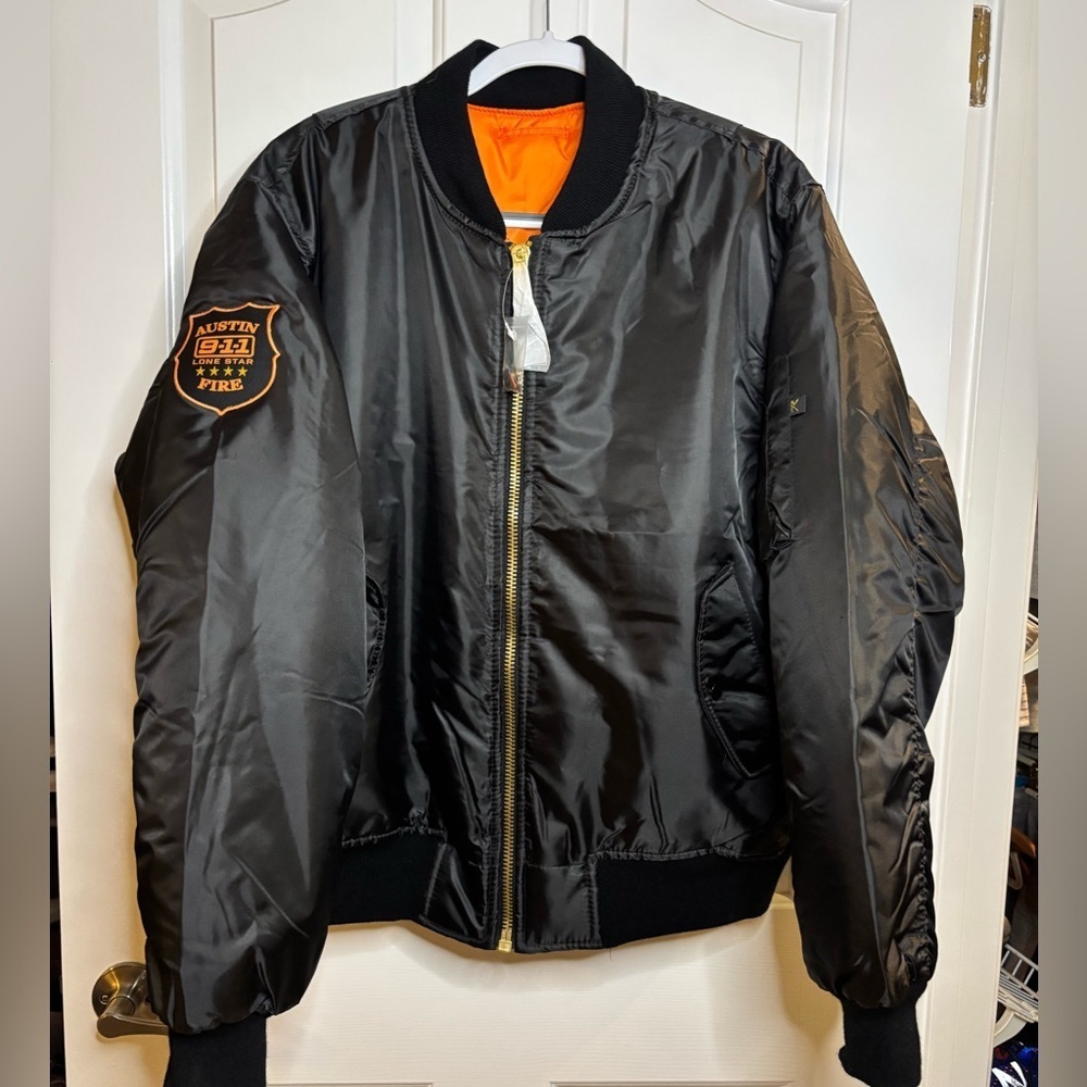 NWT ROTHCO Men’s Flyers Jacket LoneStar 911 Crew Jacket Black Bomber Jacket XL